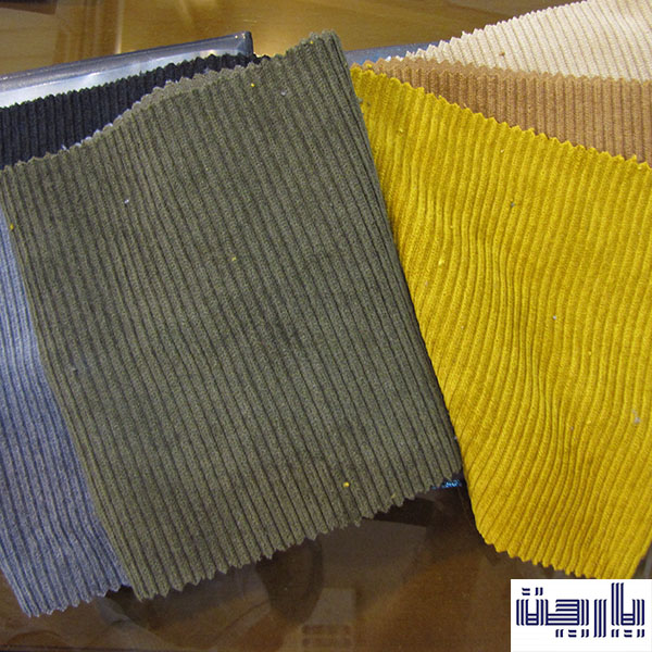 نمونه پارچه مخمل کبریتی در رنگهای مشکی، یشمی، آبی، خردلی، نسکافه ای و کرم www.parchat.ir